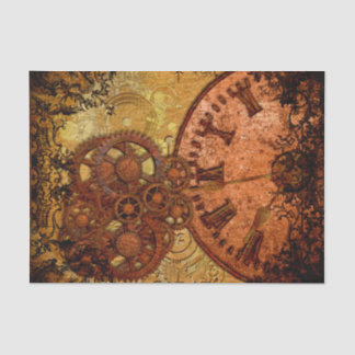 Grunge Steampunk Gear and Clock Tissue Paper