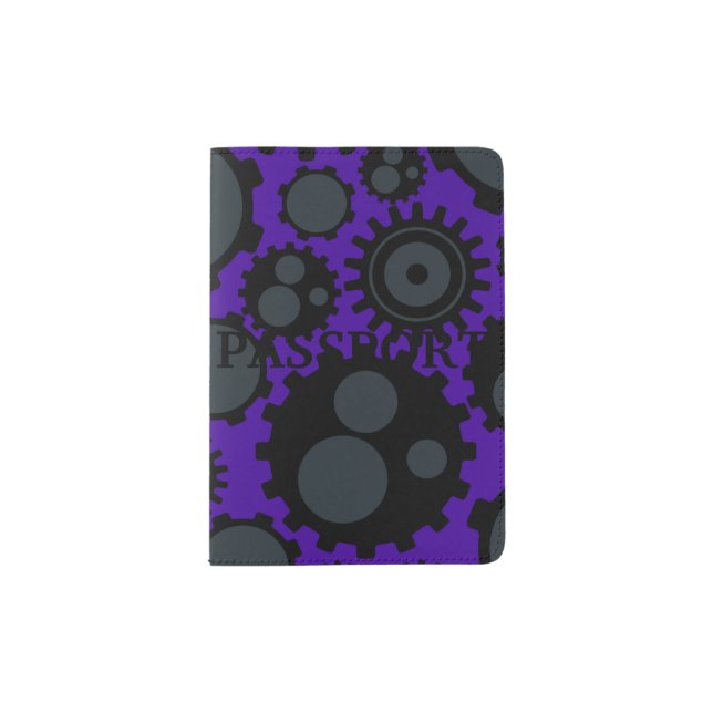 Grunge Steampunk Gears Passport Holder (Front)