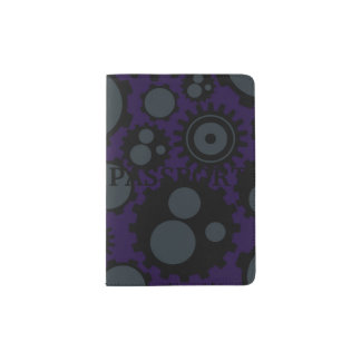 Grunge Steampunk Gears Passport Holder