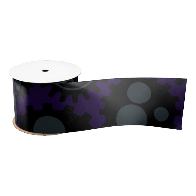 Grunge Steampunk Gears Satin Ribbon (Spool)