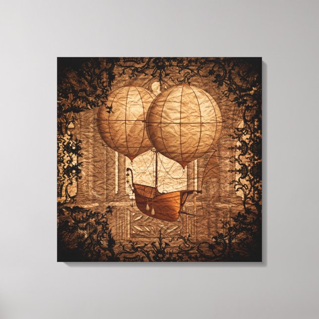 Grunge Steampunk Victorian Airship Canvas Print (Front)