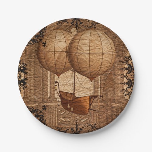 Grunge Steampunk Victorian Airship Paper Plates