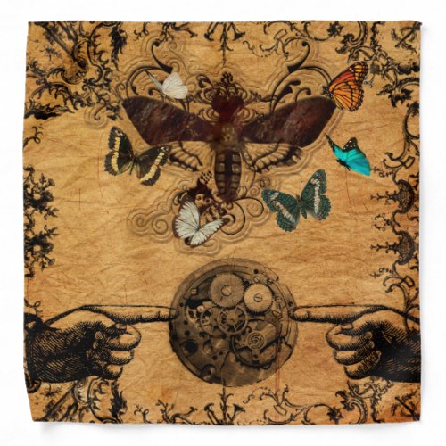 Grunge Steampunk Victorian Butterfly Bandana