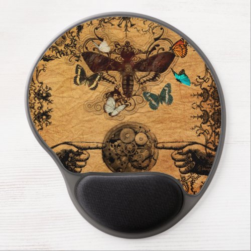 Grunge Steampunk Victorian Butterfly Gel Mouse Pad