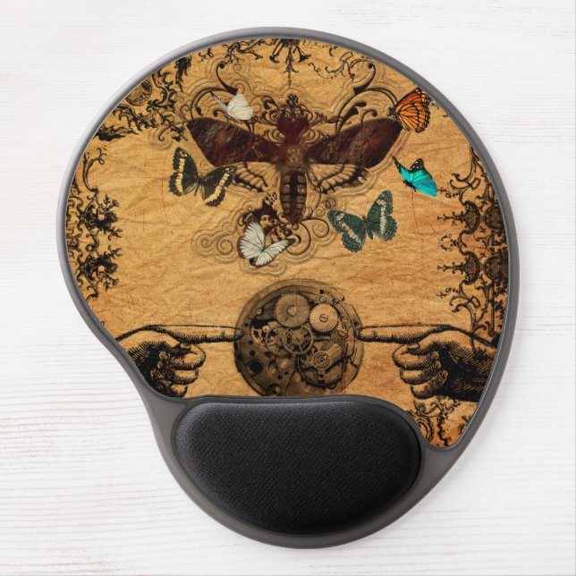 Grunge Steampunk Victorian Butterfly Gel Mouse Pad (Front)