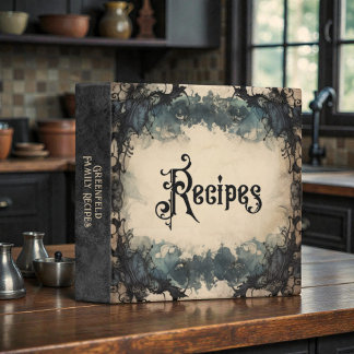 Grunge Steampunk Victorian Family Recipe Book 3 Ring Binder