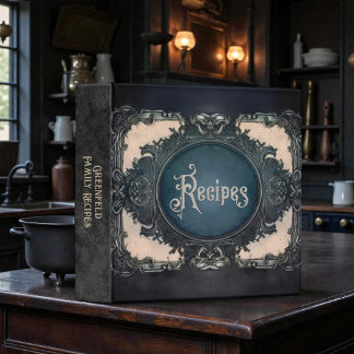 Grunge Steampunk Victorian Family Recipe Book 3 Ring Binder
