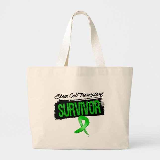 Grunge Stem Cell Transplant Survivor Large Tote Bag (Front)