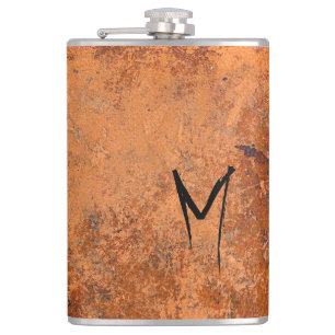 Grunge Stitched Leather Monogram Hip Flask