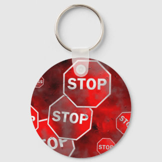 Grunge Stop Signs Keychain
