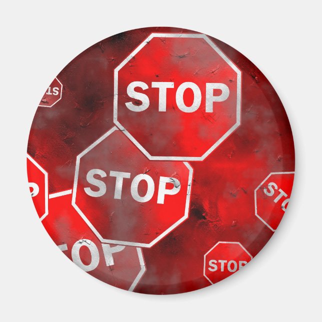 Grunge Stop Signs Magnet (Front)