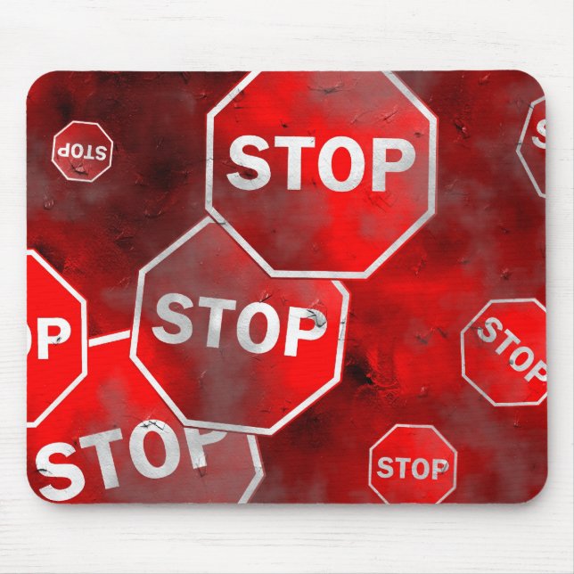 Grunge Stop Signs Mouse Pad (Front)