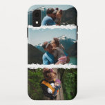Grunge Stripe Photo Collage iPhone XR Case<br><div class="desc">White distressed grunge style border stripe,  3-photo personalized iPhone case.</div>