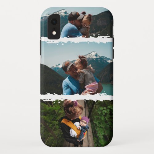 Grunge Stripe Photo Collage iPhone XR Case