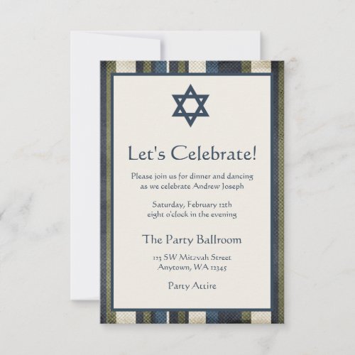 Grunge Stripes Bar Mitzvah Reception Invitation