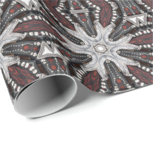 Grunge Studded Black Leather Punk Rock Wrapping Paper