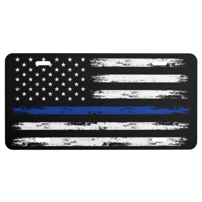 Grunge Style American Flag License Plate (Front)