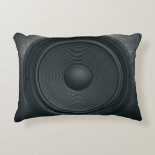 Grunge style, audio speaker background accent pillow