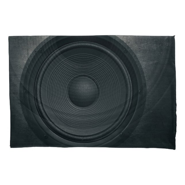 Grunge style, audio speaker background pillow case (Front)