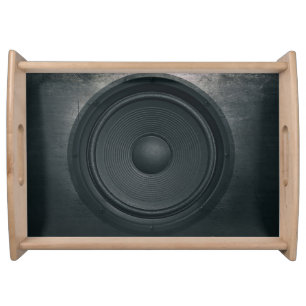 Grunge style, audio speaker background serving tray