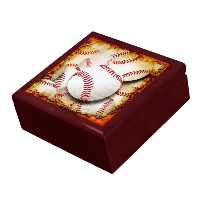 Grunge Style Baseballs Keepsake & Jewelry Box (Side)