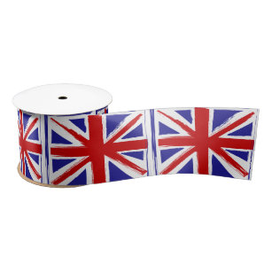 Grunge Style British Union Jack Flag Satin Ribbon
