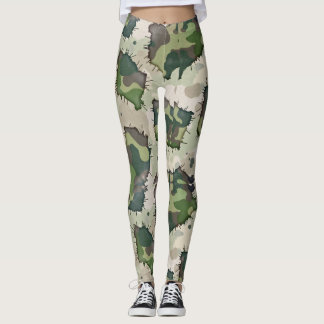 Grunge Style Camouflage Seamless Pattern Style Leggings