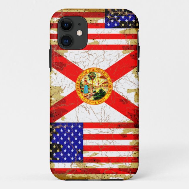 Grunge Style Florida and USA Flags Case-Mate iPhone Case (Back)