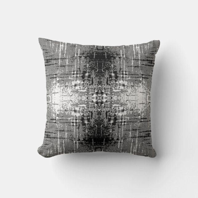 Grunge Style, Gray Abstract. Throw Pillow (Front)
