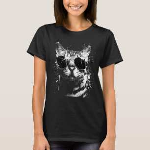 Grunge Style Hipster Bengal Cat with Sunglasses T-Shirt