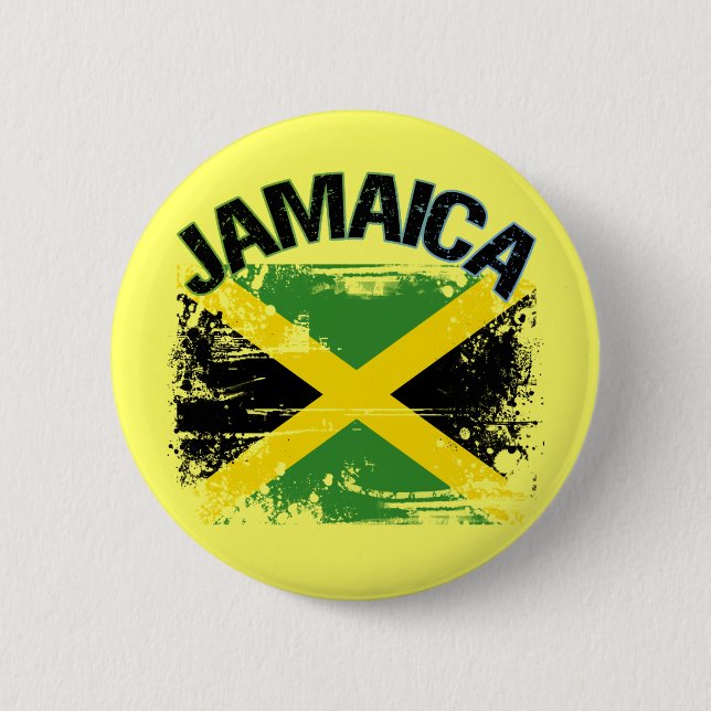 Grunge Style Jamaica Flag Design Pinback Button (Front)