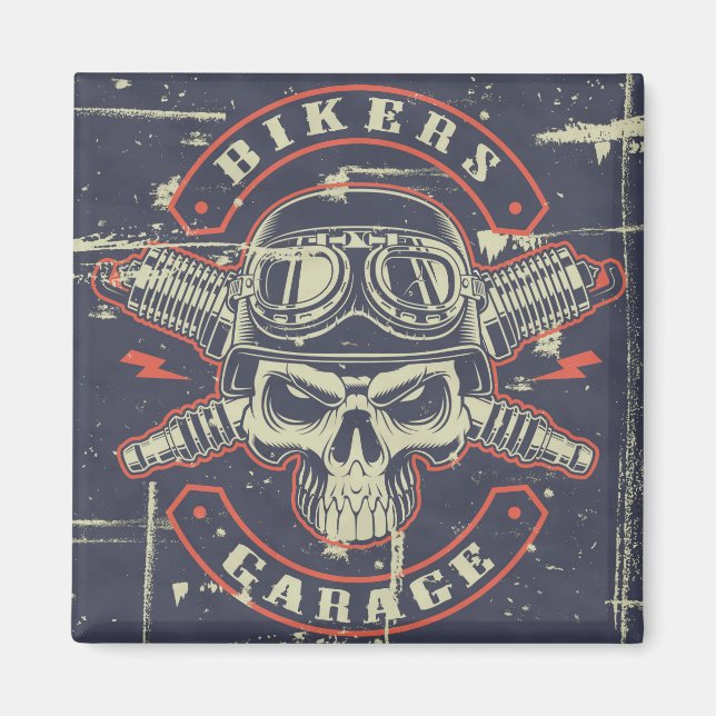 Grunge Style Motorcycle Design Magnet (Front)