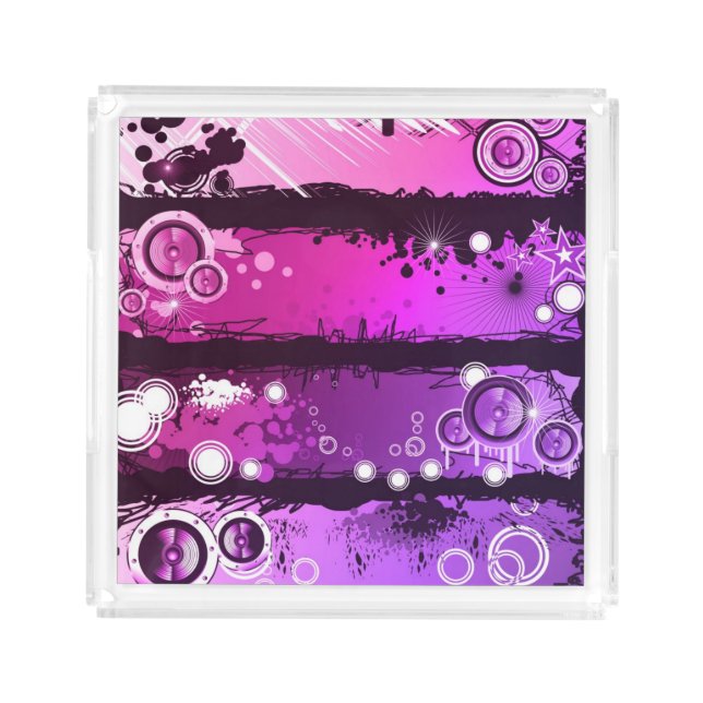 Grunge Style Music Banner 3 Acrylic Tray (Front)
