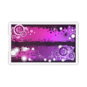 Grunge Style Music Banner 3 Acrylic Tray