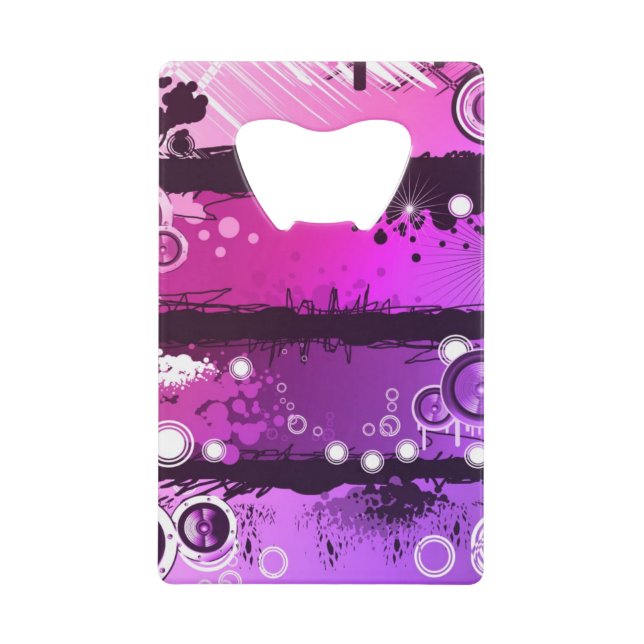 Grunge Style Music Banner 3 Credit Card Bottle Opener (Front)