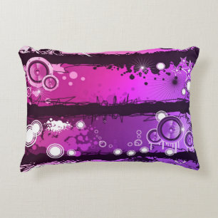 Grunge Style Music Banner 3 Decorative Pillow