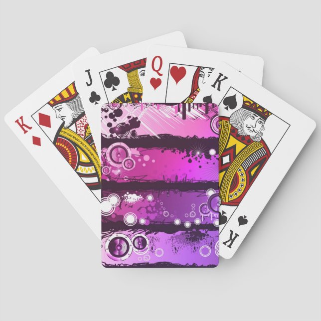 Grunge Style Music Banner 3 Poker Cards (Back)