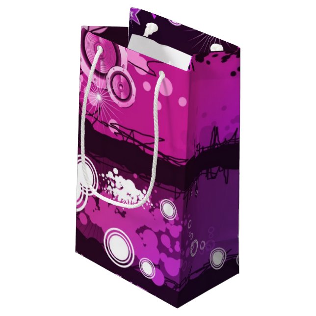 Grunge Style Music Banner 3 Small Gift Bag (Back Angled)