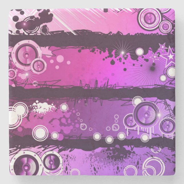 Grunge Style Music Banner 3 Stone Coaster (Front)
