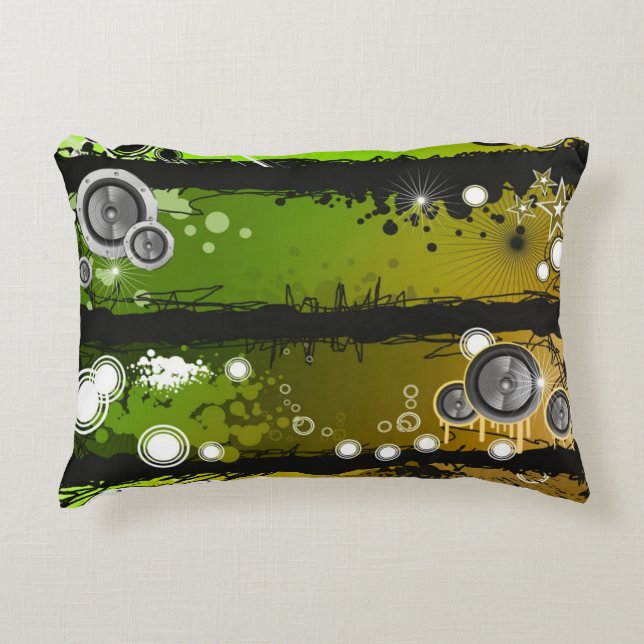 Grunge Style Music Banner Accent Pillow (Front)
