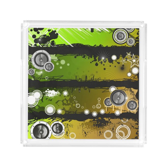 Grunge Style Music Banner Acrylic Tray (Front)