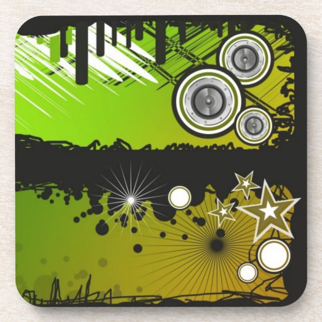 Grunge Style Music Banner Drink Coaster (Front)