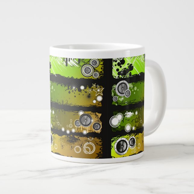 Grunge Style Music Banner Giant Coffee Mug (Front Right)