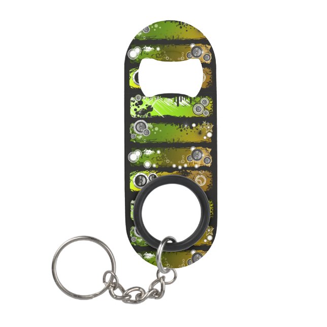 Grunge Style Music Banner Keychain Bottle Opener (Front)
