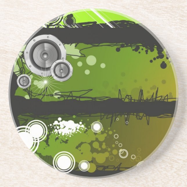 Grunge Style Music Banner Sandstone Coaster (Front)