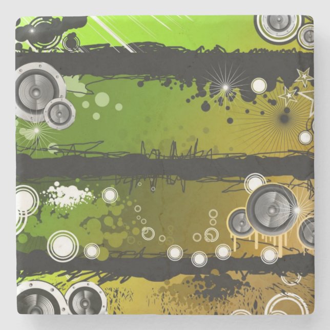 Grunge Style Music Banner Stone Coaster (Front)