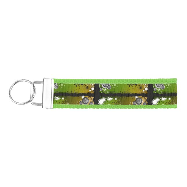 Grunge Style Music Banner Wrist Keychain (Keys on Left)