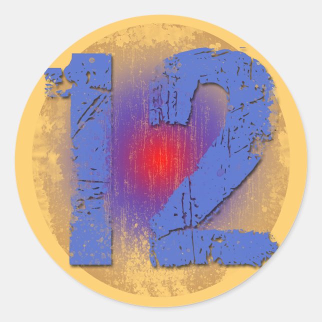 GRUNGE STYLE NUMBER 12 CLASSIC ROUND STICKER (Front)
