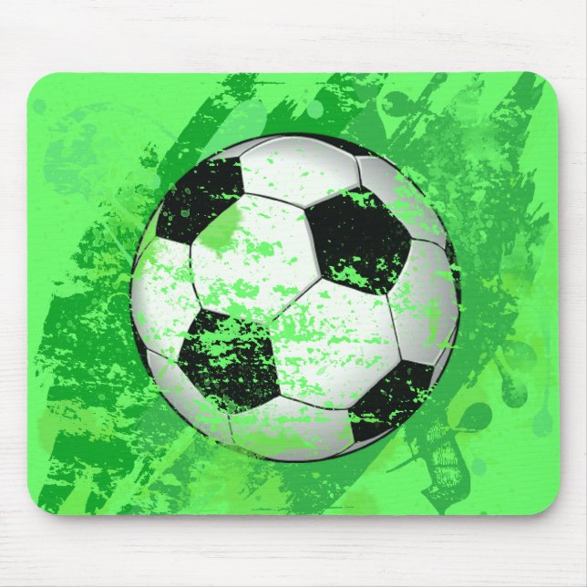 GRUNGE STYLE SOCCER BALL MOUSE PAD (Front)
