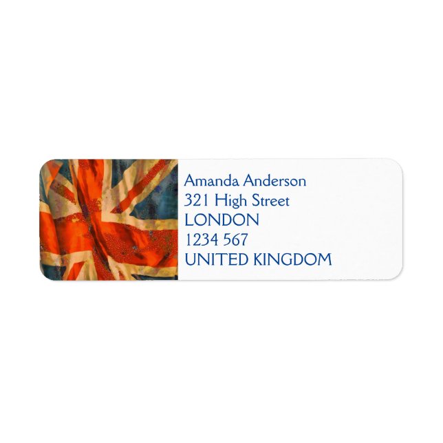 Grunge Style Union Jack British Flag Illustration Label (Front)